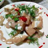 豆腐のパクチーごまサラダ